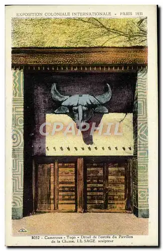 Cartes postales Exposition Coloniale Internationale Paris 1931 Cameroun Togo Detail de l&#39entree du pavillon d