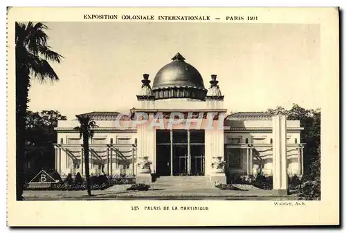 VINTAGE POSTCARD Fair Colonial International Paris 1931 Palates of Martinique