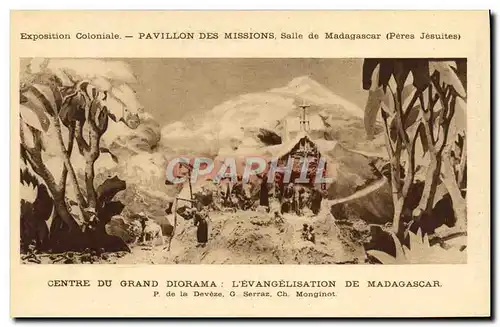 Cartes postales Paris Exposition Coloniale Pavillon Des Missions Salle de Madagascar Centre du diorama Evangelis