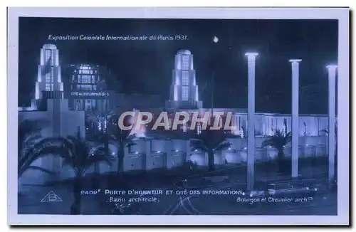 Cartes postales Exposition Coloniale Internationale De Paris Porte D&#39Honneur Et Cite Des Informatons Bazin Ar