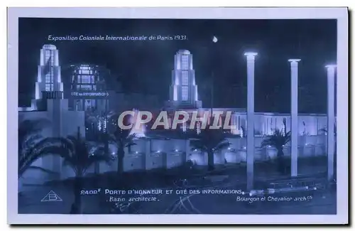 Cartes postales Exposition Coloniale Internationale De Paris Porte D&#39Honneur Et Cite Des Informatons Bazin Ar