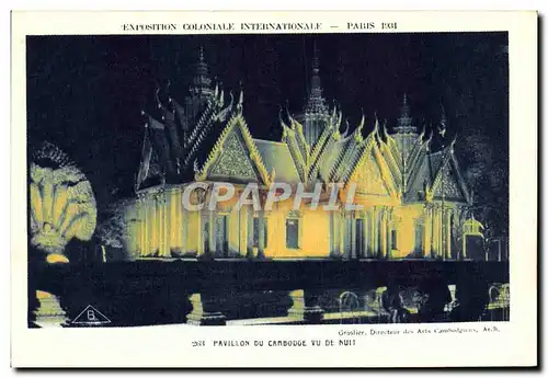 Ansichtskarte AK Exposition Coloniale Internationale De Paris Pavillon Du Cambodge Vu De Nuit