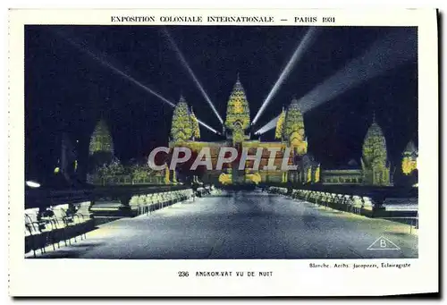 Cartes postales Exposition Coloniale Internationale De Paris Angkor Vat Vu De Nuit