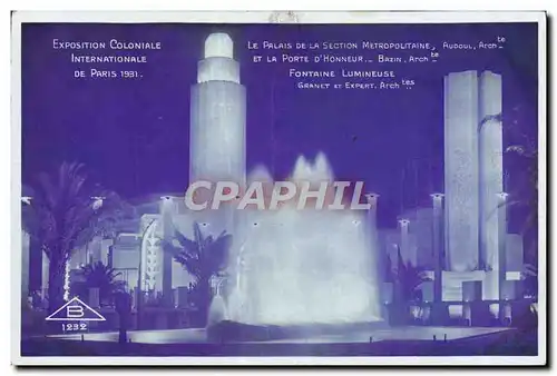 Cartes postales Exposition Coloniale Internationale De Paris La Palais De La Section metropolitaine et la porte