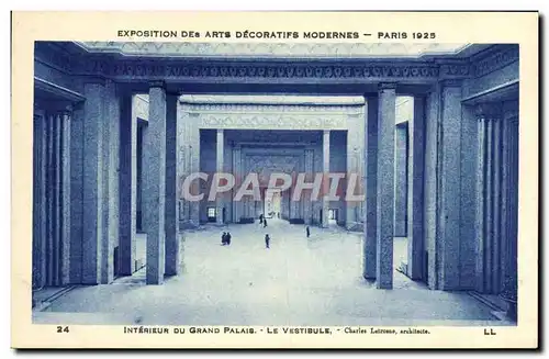 Cartes postales Paris Exposition Internationale Des Arts Decoratifs Interieure du Grand Palais Le Vestibule