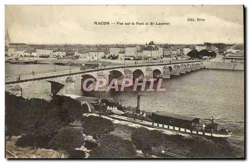 Cartes postales Macon Vue Sur Le Pont St Laurent Bateau