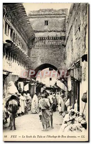 Cartes postales Fez Le Souk Du Tala Et l&#39Horloge De Bou Anania