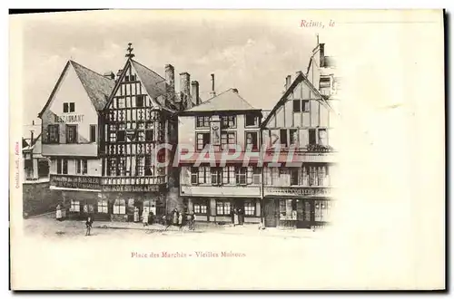 Cartes postales Reims Le Place Des Marches Vieilles Maisons Restaurant