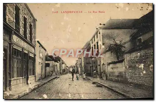 Cartes postales Landreville La Rue Basse Enfants Cafe du commerce