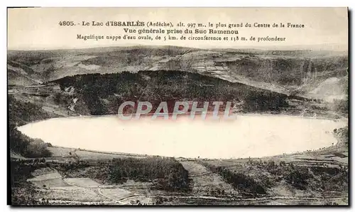 Cartes postales Le Lac d&#39Issarles Le Plus Grand Du Centre De La France Vue Generale Prise Du Suc Ramenou