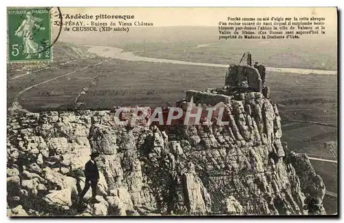 Ansichtskarte AK L&#39Ardeche Pittoresque Peray Ruines Du Vieux Chateau De Crussol