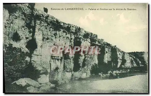 Cartes postales Environs De Largentiere Falaise Et Grottes Sur La Riviere De Beaume