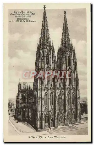 Ansichtskarte AK Koln A Rh Dom Westseite