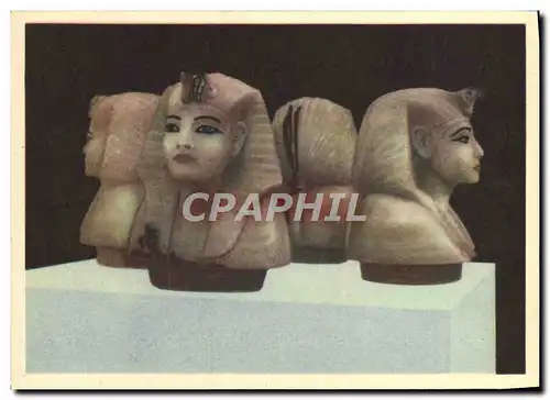 Ansichtskarte AK King Tutankhamun Treasures Alabaster heads of the king Egypte