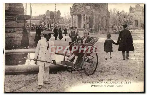 Ansichtskarte AK Marseille Exposition Coloniale 1922 Promenade en pousse pousse