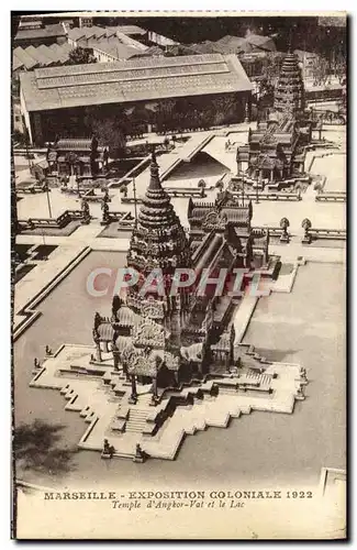 Cartes postales Marseille Exposition Coloniale 1922 Temple d&#39Angkor Vat et le lac