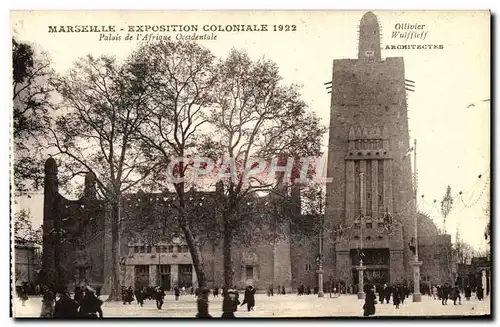 Cartes postales Marseille Exposition Coloniale 1922 Palais de l&#39Afrique Occidentale