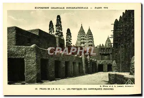 Cartes postales Exposition Coloniale Internationale Paris 1931 Palais de l&#39AOF Les portiques des commercants