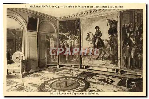 Cartes postales Malmaison Le Salon de Billard et les tapisseries des Gobelins Napoleon 1er