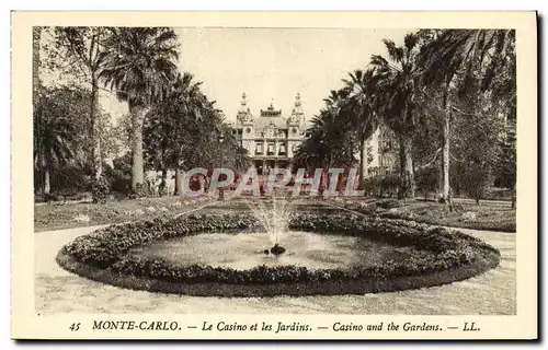 Cartes postales Monte Carlo le Casino et les Jardins