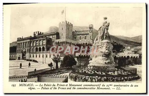 Cartes postales Monaco Le Palais Du Prince et Monument Commemoratif du 25eme anniversaire de son regne