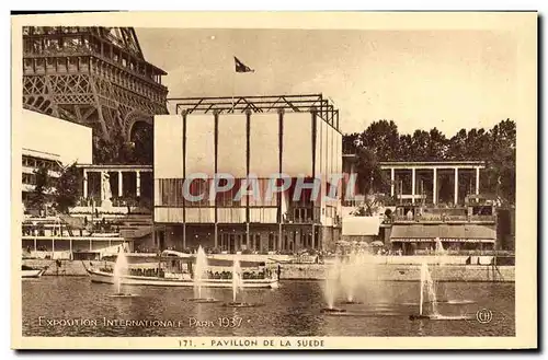 Cartes postales Paris Exposition Internationale 1937 Pavillon De La Suede Tour Eiffel