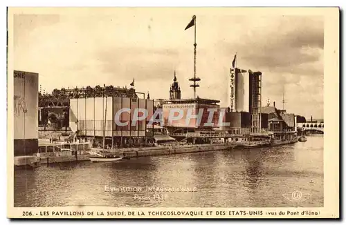 Cartes postales Paris Exposition Internationale 1937 Pavillon De La Suede De La Tchecoslovaquie Et Des Etats Uni