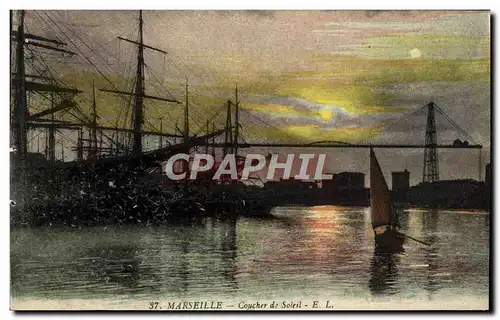 Cartes postales Marseille Coucher de Soleil Bateaux