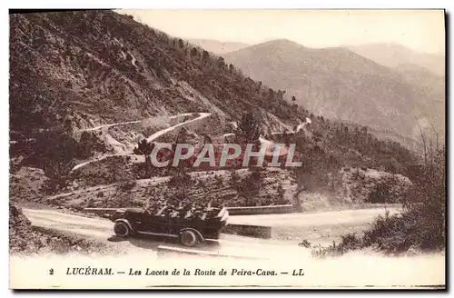 Cartes postales Luceram Les Lacets de la Route de Peira Cava Automobile