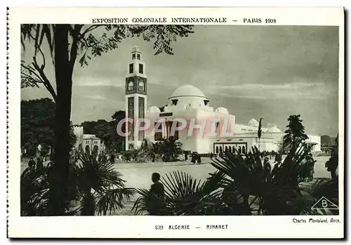 Cartes postales Exposition Coloniale Internationale Paris 1931 Algerie Minaret