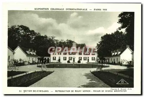 Ansichtskarte AK Expostion Coloniale Internationale Paris 1931 Section Etats Unis Maison George Washington