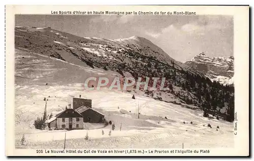 Ansichtskarte AK Le nouvel hotel du col de Voza en hiver Le Prarion et l&#39aiguille du Plate