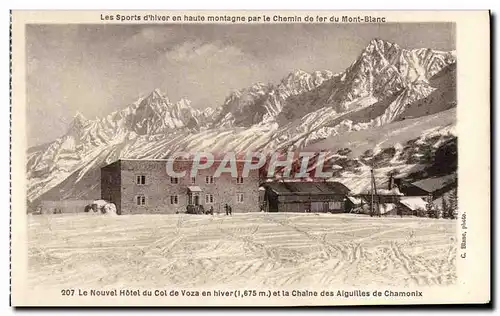 Ansichtskarte AK Les Sports d&#39Hiver Montagne Par le Chemin de Fer du Mont Blanc Le nouvel hotel du col de Voza