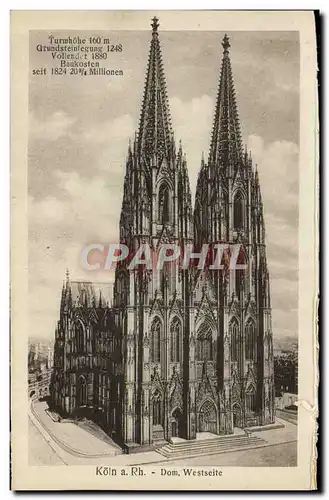 Ansichtskarte AK Koln Rh Dom Westseite