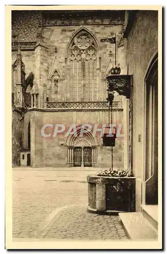 Ansichtskarte AK Colmar Vieux Puits et Portail de L&#39Eglise St Martin dite la cathedrale
