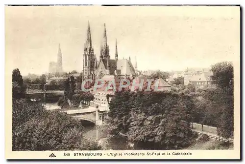 Cartes postales Strasbourg L&#39Eglise Protestane St Paul et la cathedrale