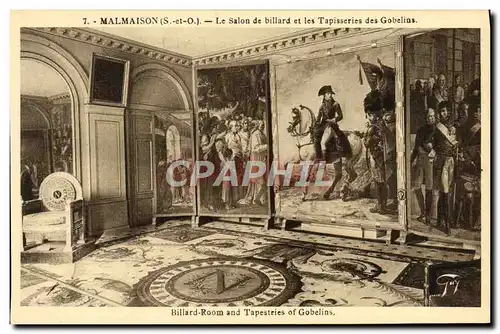 Cartes postales Malmaison Le salon de billard et les tapisseries des Gobelins Napoleon