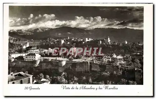 Cartes postales moderne Granada Vista de la Alhambra y las Murallas