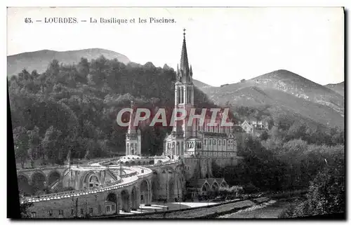 Cartes postales Lourdes La Basilique et les Piscines