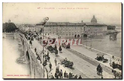 Cartes postales Toulouse Le Pont neuf et l'Hotel Dieu
