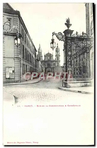 Cartes postales Nancy Rue De La Constitution et cathedrale