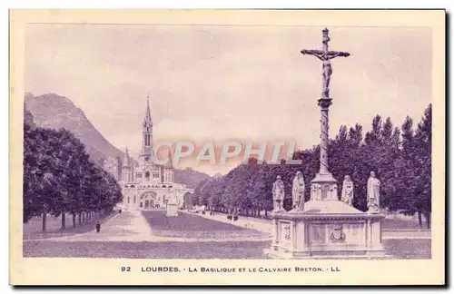 Cartes postales Lourdes La Basilique Et Le Calvaire Breton