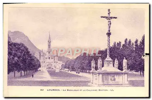 Ansichtskarte AK Lourdes La Basilique Et Le Calvaire Breton