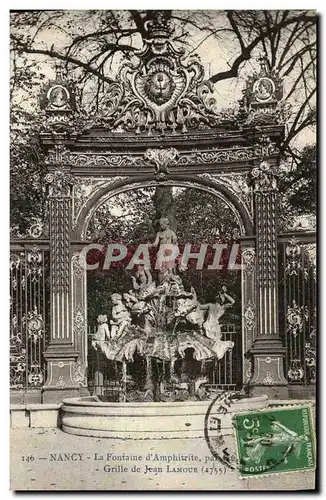 Cartes postales Nancy La Fontaine D&#39Amphitrite Grille De Jean Lamour