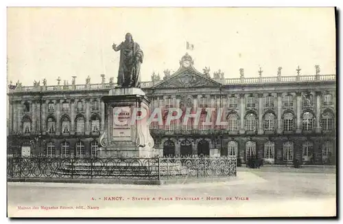 Cartes postales Nancy Statue & Place Stanislas Hotel De Ville