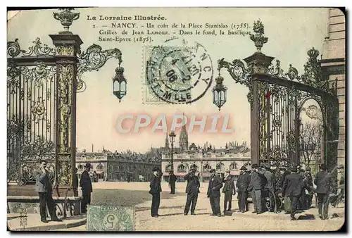 Cartes postales La Lorraine Illustree Nancy Un Coin De La Place Stanislas Grilles De Jean Lamour