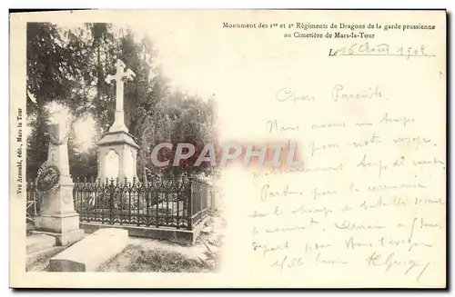 Cartes postales Monument Des 1er et 2eme Regiments De Dragons De La Garde Prussienne Au Cimetiere De Mars La Tou