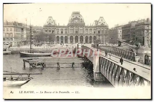 Ansichtskarte AK Le Havre La Bourse et la Passerelle Bateaux