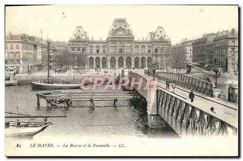 Cartes postales Le Havre La Bourse et la Passerelle Bateaux