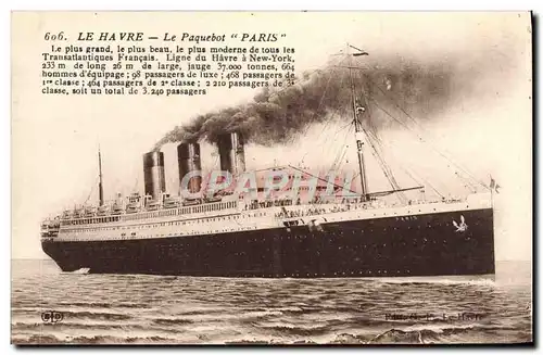 Cartes postales Le Havre Le Paquebot Paris Bateau